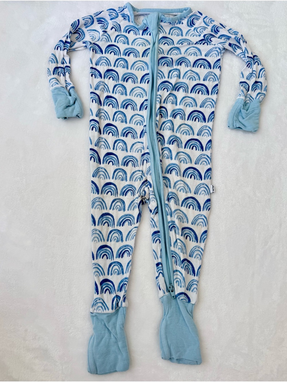 Little Sleepies Blue Rainbow Zippie (size 3-6M)